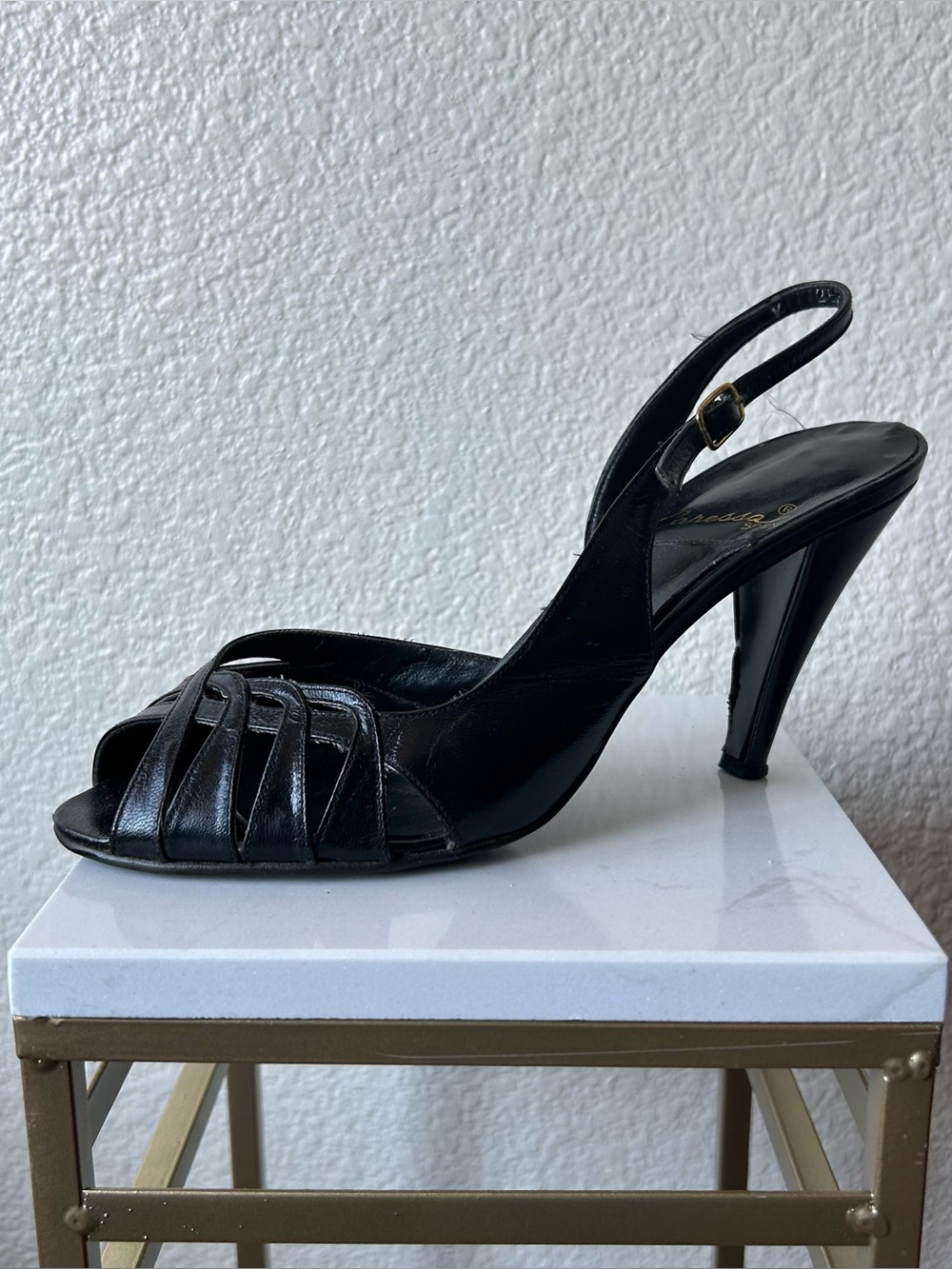 CARESSA Classic Black Slingback Heels - Women's Dress Sandals